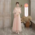 Pink Bridesmaid Dress Women's Summer New Long Slimming Elegant Sisters Group Banquet Chorus Daily Style Dress. 