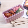 [Good Product] 750ml Healthy Material 2 Layer Lunch Box Wheat Straw Bento Boxes Microwave Dinnerware Food Storage Container Lunch box. 