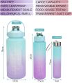 Water Bottle 3 Pcs Set with Motivational Time Marker with Straw, Leakproof BPA free Non-toxic Water Bottle for Office, Sports, Gym (NOTE  COLOR IS MULTICOLOR). 
