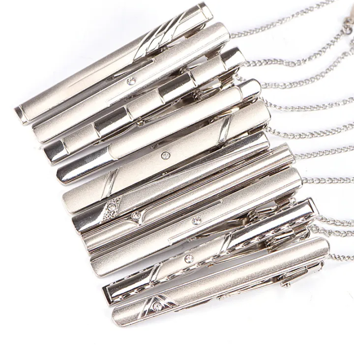 Men Silver Necktie Tie Clip Stainless Steel Plain Clasp Bars Pins Clips Jewelry Moyao