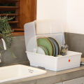 Plate Rack With Cover | Kitchen Plate Rack | Plastic Plate Rack | Kitchen Organizer | Plastic Kitchen Dish Rack | Nisaco Mall. 