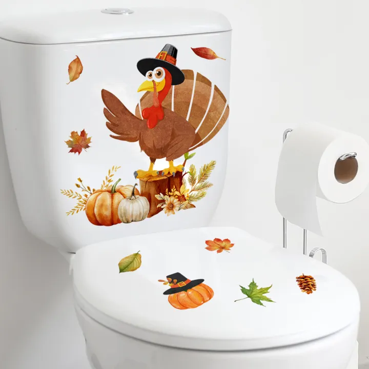 GOIKEA%20Fall%20Thanksgiving%20Toilet%20Sticker%20Cartoon%20Turkey%20Maple%20Leaves%20Pumpkin%20Flower%20Pine%20Cone%20Removable%20Self-adhesive%20Waterproof%20PVC%20Bathroom%20Wall%20Art%20Decoration%20Decal%20-%20Image%203