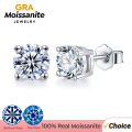 5 Sterling Silver Gold Plated Moissanite Diamond Earrings GRA D Color Brilliant Round Cut Lab Nails for Women 92 Wedding Jewelry. 