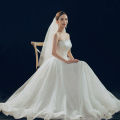 Main Wedding Dress 2024 New Korean Style Bridal off-Shoulder Pregnant Women Slim Fit Slimming Mori Lace V Lead the Land. 