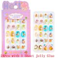Children Press on Nails,24 Pcs Nails Tips for Kids Acrylic Nails Pre-glue Full Cover Short False Nails Cute Fingernails. 