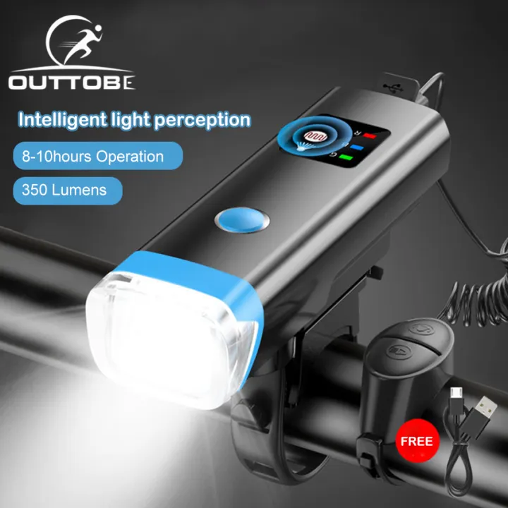 Outtobe Bicycle light Headlight Rechargeable Bright Flashlight bicycle parts Bike Light Night Cycling Accessories 4 Light Modes Bicycle Light Smart Bike Light Front Headlight