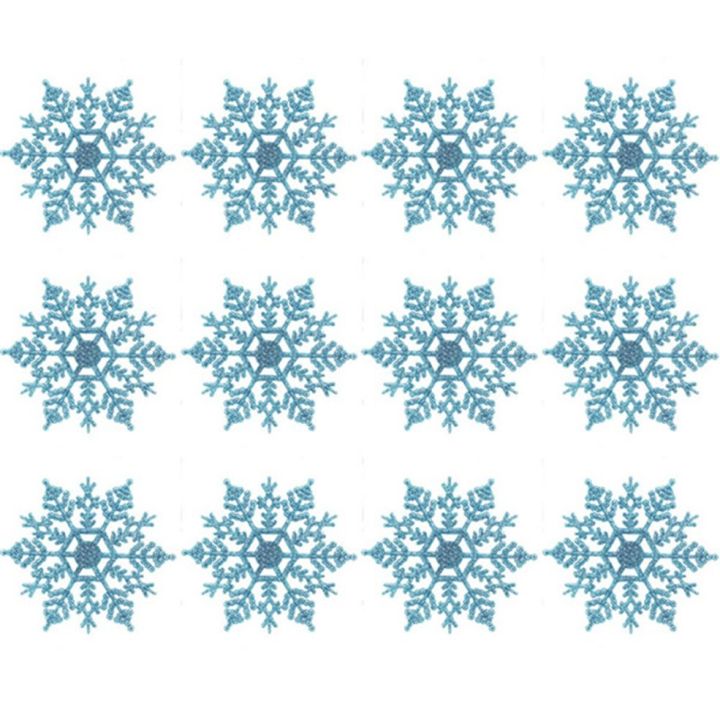 12pcs 10cm Snowflake Powder Plastic Hanging Snowflake Frozen Party Supplies