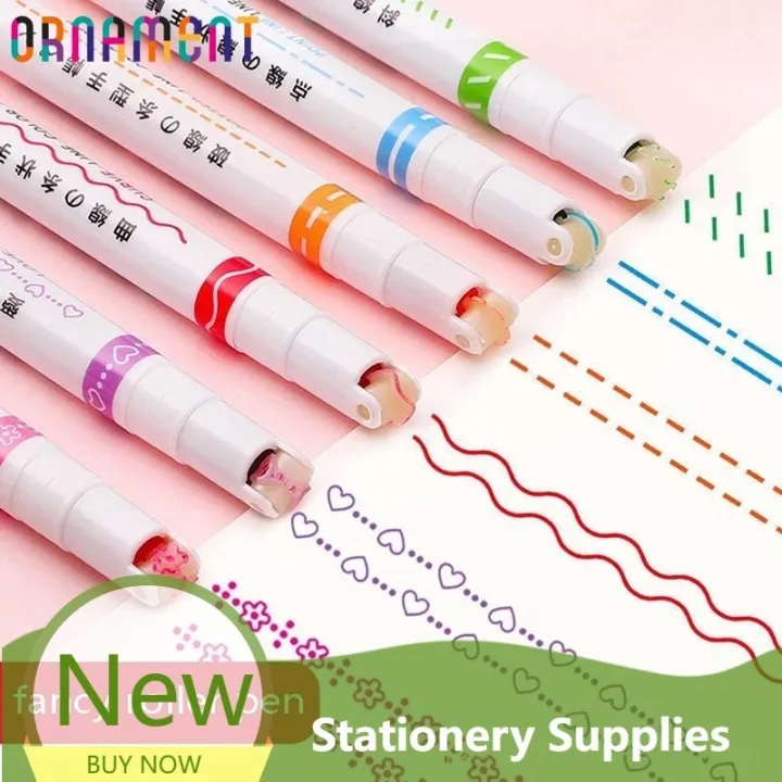 Stationery Supplies / Multi-colored Drawing Curve Pen Funny Pattern Outline Marker Pen Hand Copy Account Curve Pen Quick Dry Mark Notes Painting Highlighter DIY Card Marker Pens