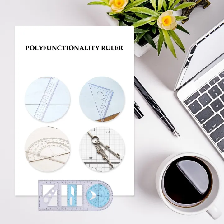 Sojhoop%202%20Pcs%20Multifunctional%20Geometric%20Ruler%20Plastic%20Circle%20Drawing%20Tool%20Drafting%20Templates%20Clear%20Graphic%20Design%20Tools%20-%20Image%202