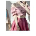 Super Fairy Pure ins Japanese Style Short Sleeve Hot Spring Bathing Suit Style Girl High Waist Conservative Student Split Skirt Style 2024. 