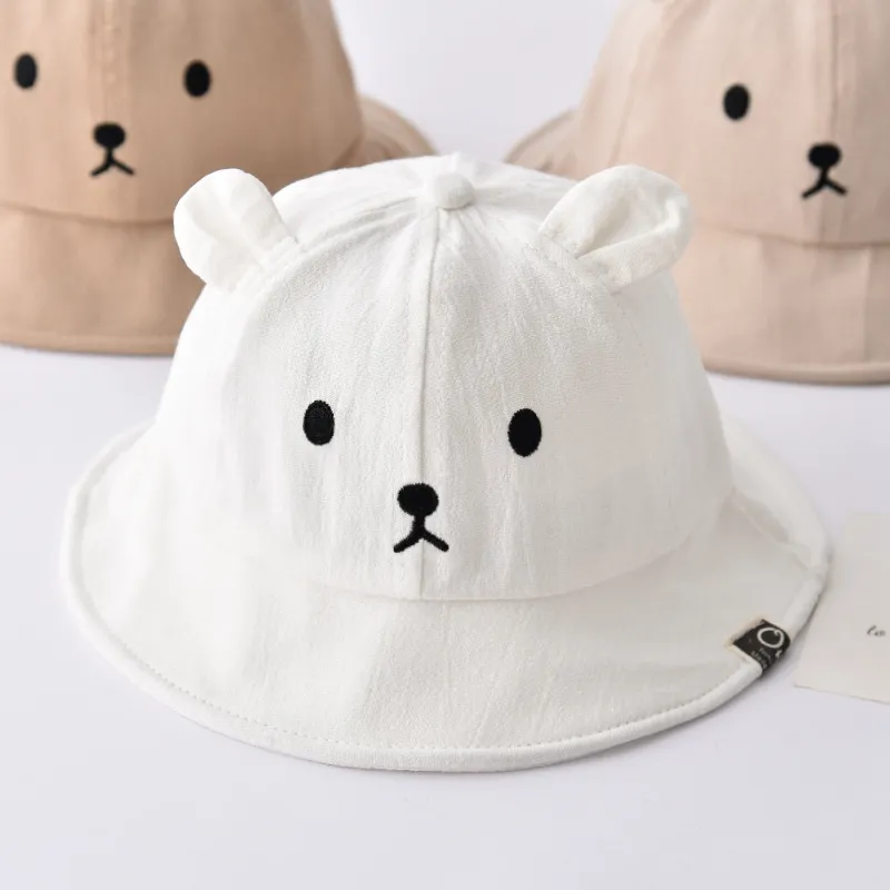 New Spring Summer Baby Bucket Hat Cute Bear Ear Newborn Panama Cap