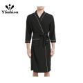 Yfashion Women Men Waffle Robe Trendy 3/4 Sleeves Knee Length Bathrobe With Belt Soft Lightweight Loungewear. 