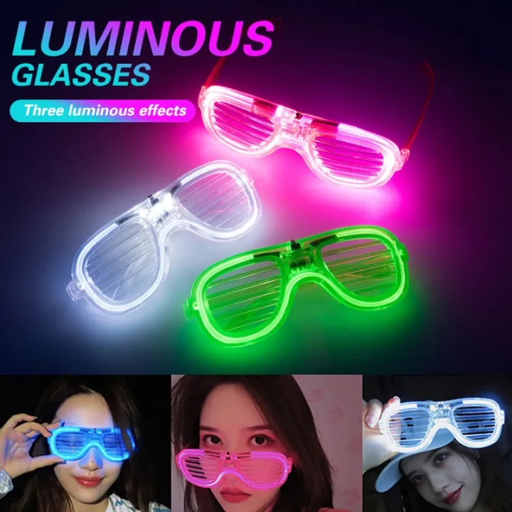 Fashion Luminous LED Glasses- Blinds Heart Neon Flash Sunglasses Party Props Decoration -Random Color