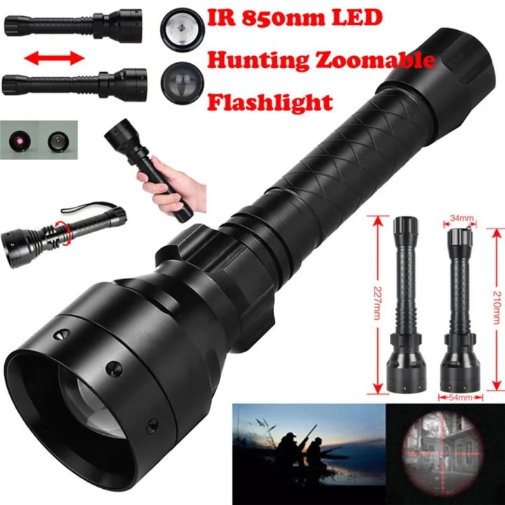 T50 Infrared IR 850nm Night Vision LED Tactical Flashlight Zoom IPX4 Waterproof Torch Zoomable Night Vision Hunting Lantern