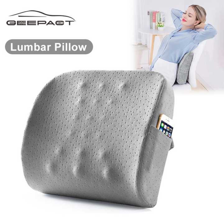 Geepact Lumbar Pillow Seat Cushion Soft Memory Foam Lumbar Support Back Massage Relieve Pain Waist Cushion Ergonomics