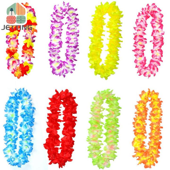 1pc Hawaiian Flower Leis Tropical Luau Beach Party Supplies Of Hula Garland Necklace Bracelet Headband Simulated Silk Flower