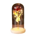 Glass Rose Flower Gift Exquisite Luminous Rose In Glass Dome. 