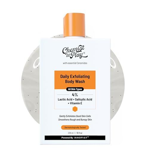 Chemist At Play Exfoliating Body Wash 236ml | 4% (Salicylic Acid, Vitamin E and Lactic Acid) | Paraben & SLS Free | Gentle Exfoliating Shower Gel | Removes Tan| Prevents Dry, Rough, Bumpy Skin | Men & Women (FROM INDIA)SAB