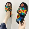 【ZOSR】Summer Women's Indoor Non-Slip Home Soft Bottom Sunflower Slippers. 