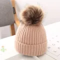 I Love Dad Pompom Kids Hat Warm Autumn Winter Children Beanie Cap Knitted Solid Color Thick Bonnet. 
