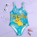 MINISO Girl Summer One-Piece Swimsuit Fashion Cartoon Cute Pokemon Pikachu Series Print Women Swimwear Sleeveless Swim Clothing. 