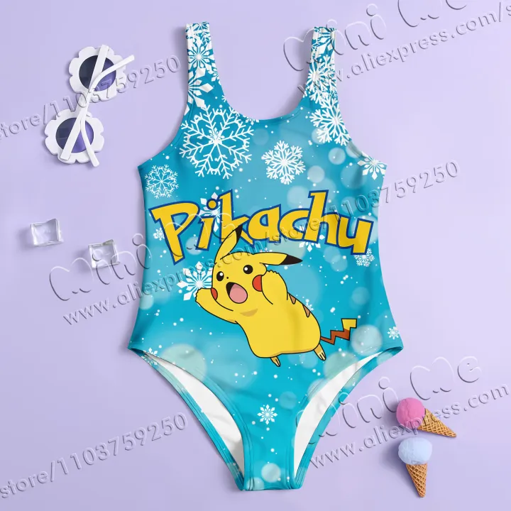 MINISO%20Girl%20Summer%20One-Piece%20Swimsuit%20Fashion%20Cartoon%20Cute%20Pokemon%20Pikachu%20Series%20Print%20Women%20Swimwear%20Sleeveless%20Swim%20Clothing%20-%20Image%205