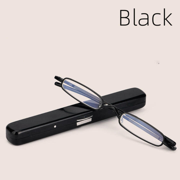 Diopter options Reading glasses Functional Pen tube case Metal frame Metal readers Pocket-sized HD lenses Slim glasses for Travel Office Daily use Elderly