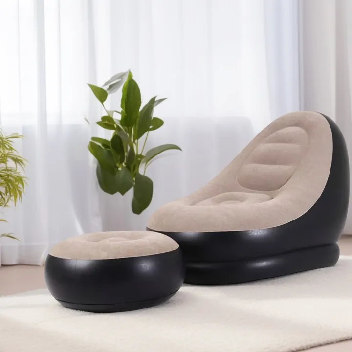 Casual Inflatable Sofa With Sofa Chair Set Air Sofa with Foot Rest Cushion