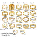 22pcs Set Vintage Hollow Heart Butterfly Rings Set For Women Metal Silver Color Encounter. 