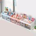 Desktop Stationery Organizer Container Study Accessories Makeup Box Pen Holder Drawer for Countertop Home Bedroom Student Kids. 