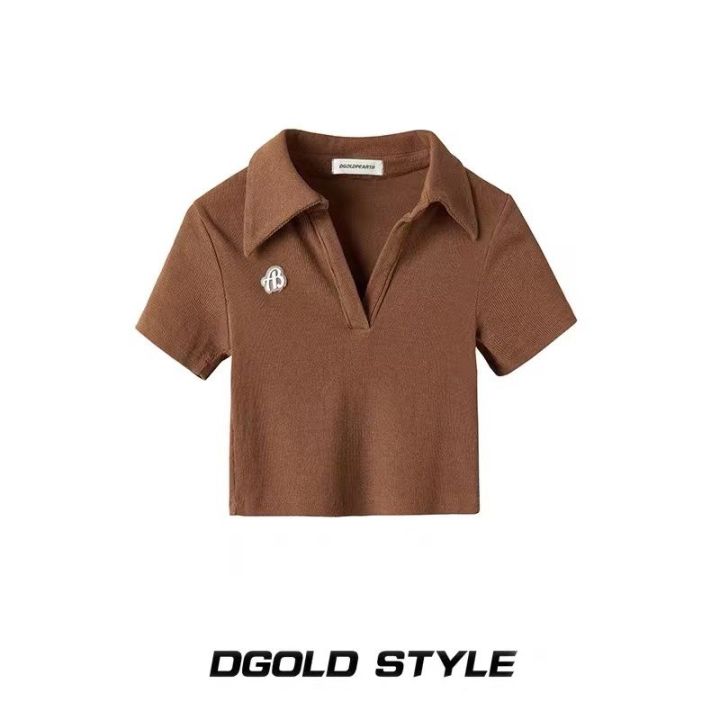 American%20Retro%20Hot%20Girl%20polo%20Collar%20Short%20Sleeve%20T%20T-shirt%20Women's%20Summer%20Niche%20Sweet%20and%20Spicy%20chic%20Short%20Slimming%20Tight%20Top%20-%20Image%206