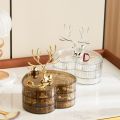 Jewellery storage Light luxury deer dream jewelry storage box, multi-layer home jewelry box with lid, desktop rotating necklace, jewelry box. 