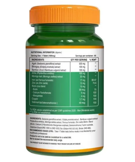 Pure%20Nutrition%20Biotin%20For%20Skin,Hair%20&%20Nails%20(10000mcg)%20with%20Sesbania%20Grandiflora,%20Bhringraj%20Bamboo%20Shoot%20Moringa%20Leaf%20(60%20Tablets)%20-%20Image%202