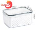 Silicone Seal Crisper Box Stackable Crisper Box with Drainage Basket for Food Storage Leakproof Stackable Container for Fruits Vegetables 850/1750/3300 Ml Sizes Available. 