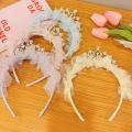 New Cute Crown Cat Rabbit Ear Headband Baby Girl Pink Lace Headband Korean Children's Princess Children's Hair Accessories. 