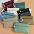 Solid Color Women's PU Leather Coin Purses Women's Pocket Wallets Key Holder Case Mini Pouch Zipper Small Card Wallet. 