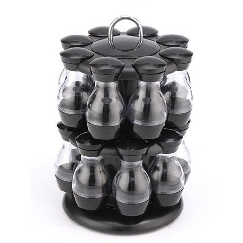 16Pcs Condiment Set 360 Rotating Spice Jar Rack Kitchen Cruet Condiment ...