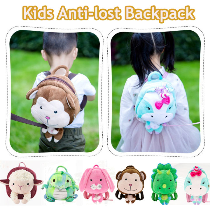 Kids Safety Harness Plush Backpack Leash Toddler Anti-lost Cartoon Animal Bag Baby Walker Strap Kindergarten Schoolbag