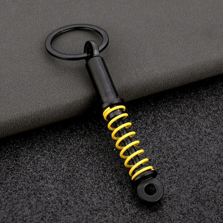 Metal Keychain Precision Engineered Racing Design Spring Style Coilover Keyring Automotive Themed Miniature Size Suspension Fob for Car Enthusiasts Motorsport Gifts Vehicle Accessory Lovers Key