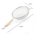 Heavy-duty Kitchen Strainer Fine Mesh Stainless Steel Strainer with Wooden Handle Kitchen Colander Skimmer Spoon for Cooking Sifting Filtering Premium Metal Sieve Tool for Cuisine Easy-grip Kitchen. 
