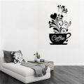 【IKE】Creative Flower Vine Coffee Cup Wall Sticker For Cafe Restaurant Decoration Decals Wallpaper Hand Carved Kitchen Stickers. 