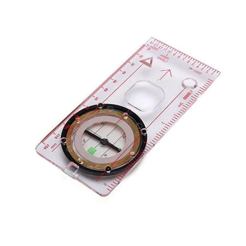 Mini Military Compass Map Scale Ruler Outdoor Camping Hiking