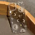 Moon Stars Print Clear Phone Case for iPhone 16 15 14 13 12 11 Pro Max Mini XR X XS 7 8 15 16 Plus SE2 Shockproof Silicone Cover. 