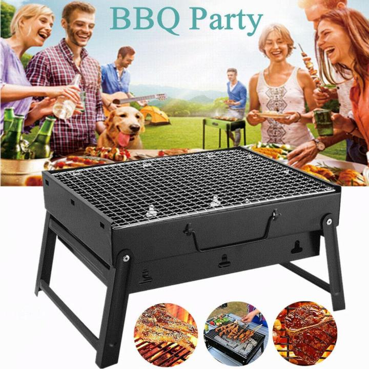 Uten Folding Portable Charcoal BBQ Grill - Camping Stove With Cast Iron Grate