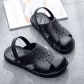 Vietnam Natural Rubber Sandals Summer Closed-Toe Slippers Men's Breathable Outer Wear Hole Thick Bottom Two-Way Beach Shoes. 