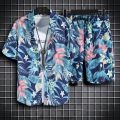 Hawaii Holiday Beachwear Men's Trendy Casual Suit Men's Short-Sleeved Shirt Shorts Loose and Handsome Wear Match Printed Shirt. 