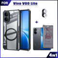4in1 Vivo V60 Lite Acrylic Phone Case With Ring Iron Sheet Magnet For Vivo V50 Lite V40 Lite Anti-Spy Tempered Glass + Camera Lens Glass. 