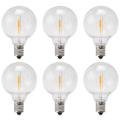 6Pcs G40 Led Replacement Light Bulbs, E12 Screw Base Shatterproof LED Globe Bulbs for Solar String Lights Warm White. 
