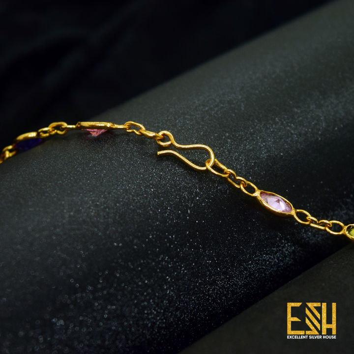 Gold%20plated%20Ladies%2018/24%20Inch%20Chain%20With%20Multi%20Colored%20Oval%20Stone%20chain%20for%20women%20-%20Image%208