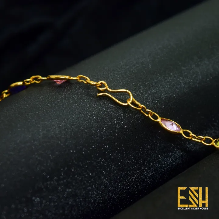 Gold%20plated%20Ladies%2018/24%20Inch%20Chain%20With%20Multi%20Colored%20Oval%20Stone%20chain%20for%20women%20-%20Image%208